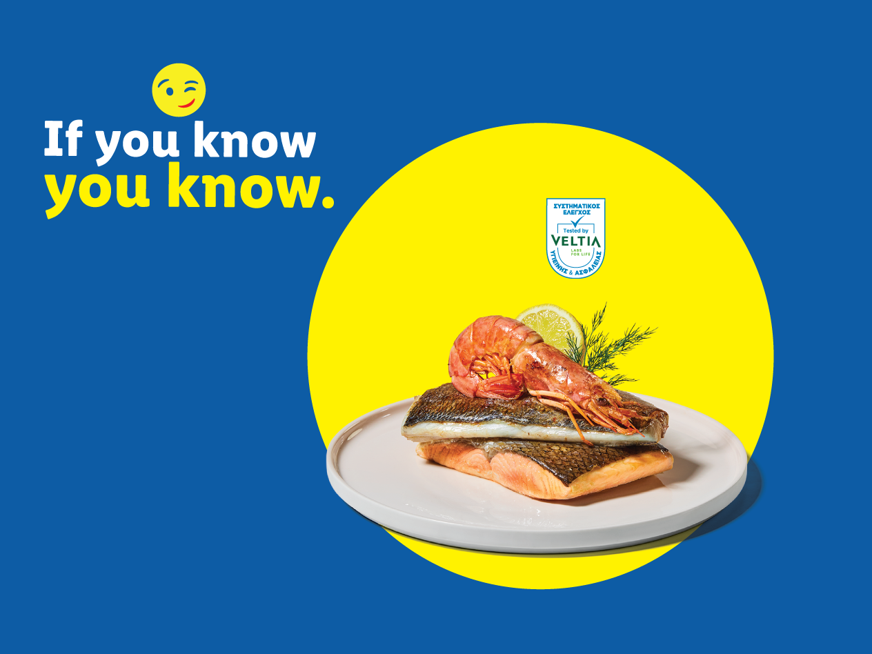 Cooked fish fillets and shrimp on a plate, with text 'If you know you know.'