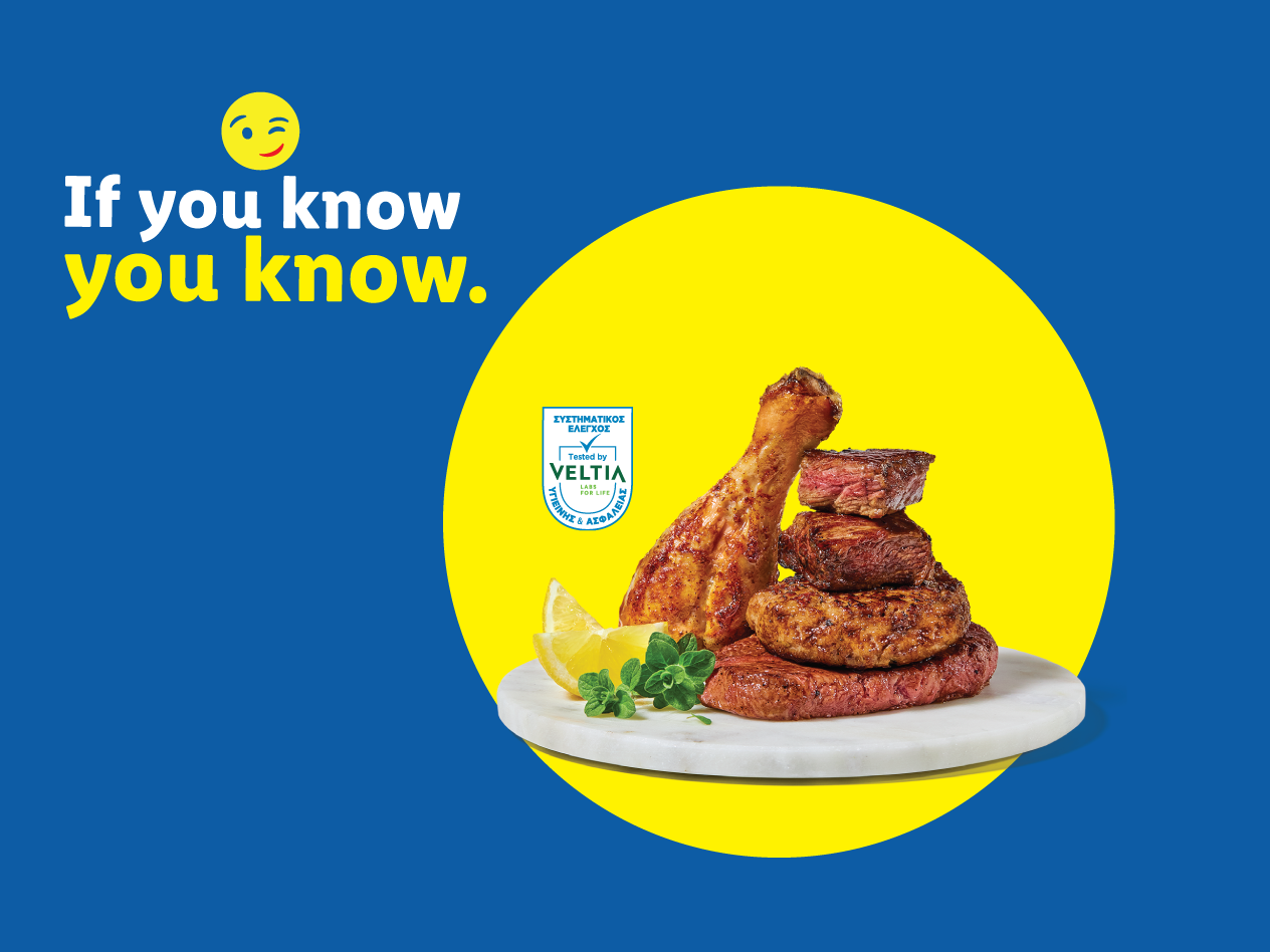 Grilled chicken leg, steak, and burgers on a plate with lemon and herbs. Text: If you know, you know.