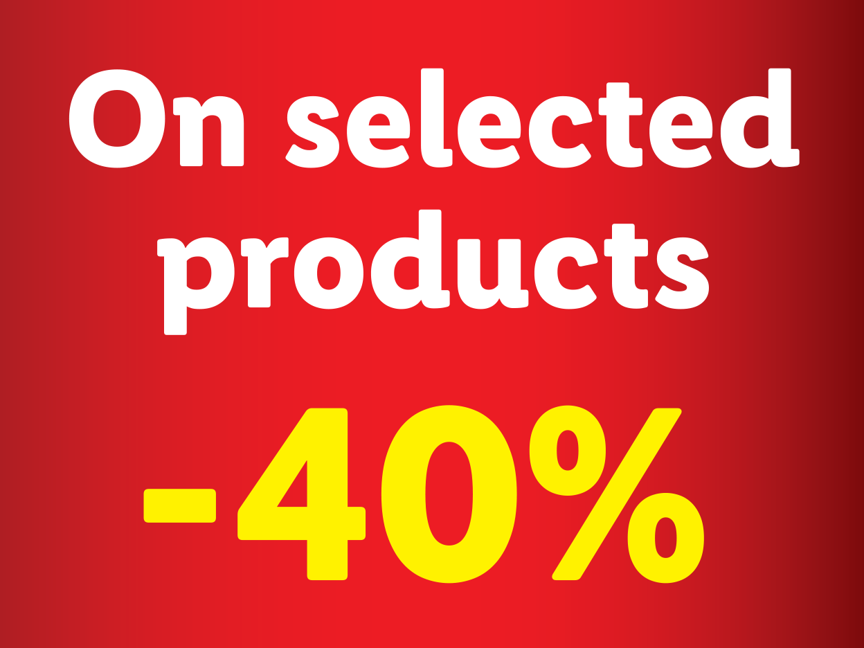 40% off selected products.