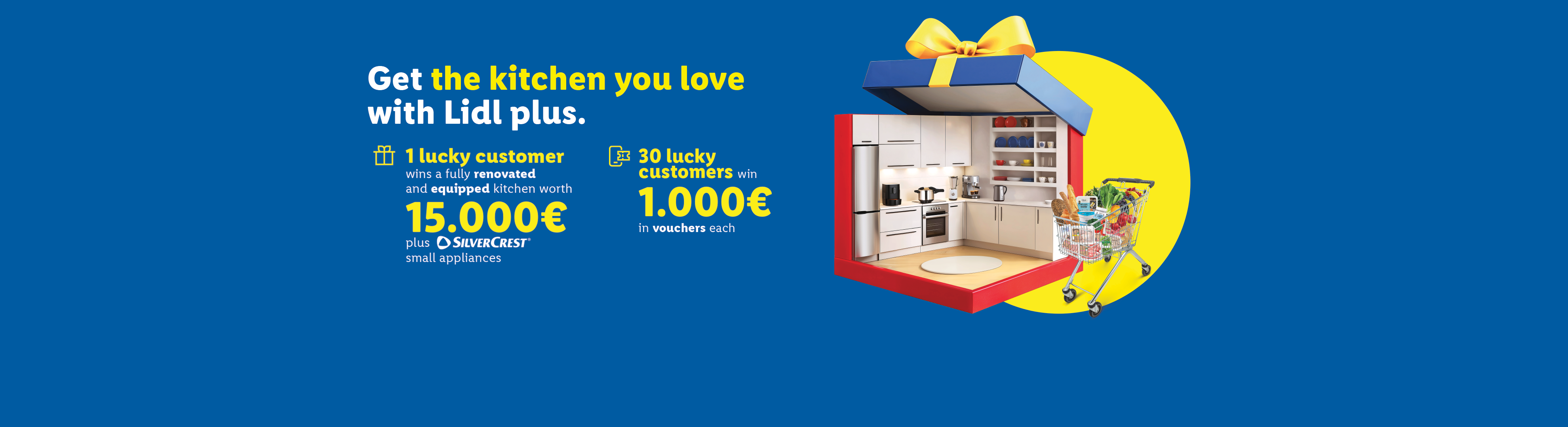 Lidl Plus promotion: Win a renovated kitchen worth 15,000€ or 1,000€ in vouchers.