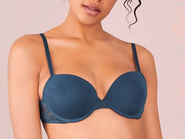 Σουτιέν μπικίνι, μπλε, με δαντέλα.