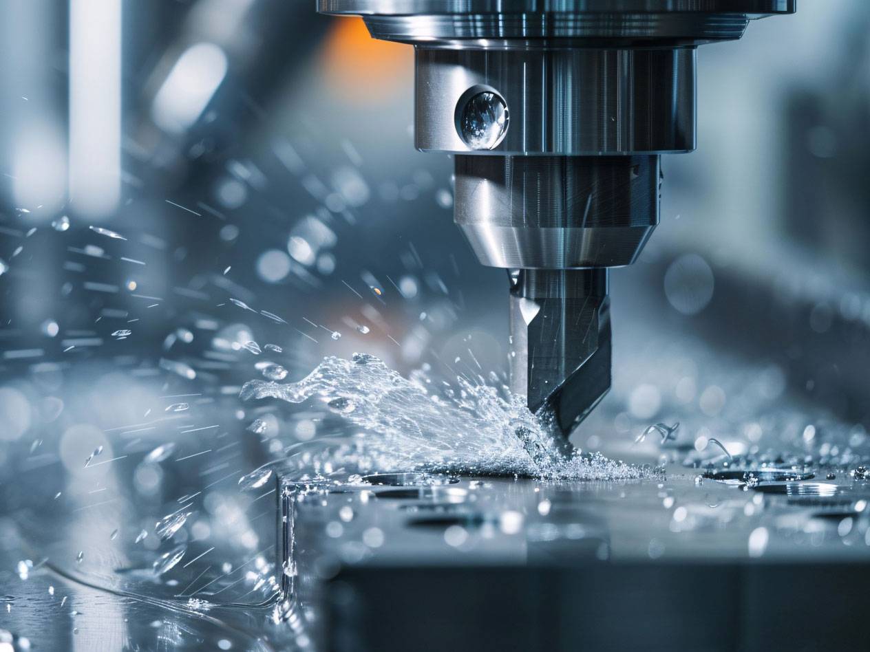CNC milling metal workpiece.
