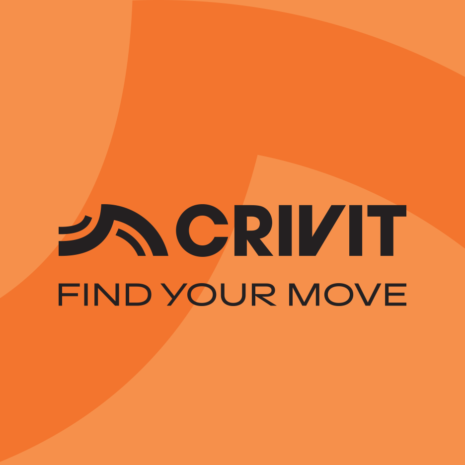 Logo for sports and outdoor equipment with the slogan 'FIND YOUR MOVE' on an orange background.