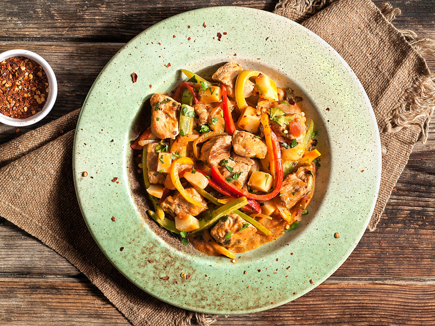 Pork and pepper dish: a flavorful mix.