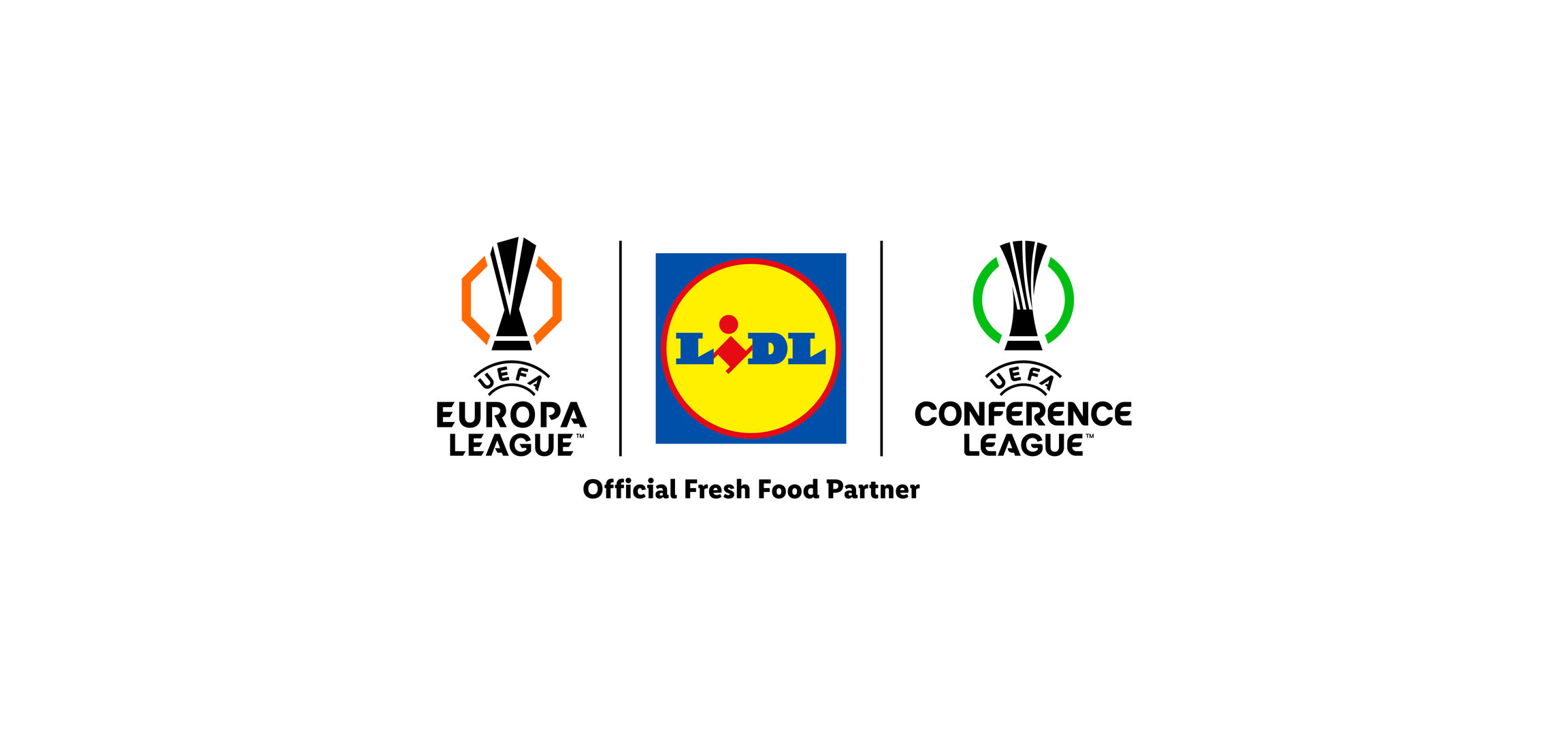 UEFA Europa League and Conference League logos with the text ‘Official Fresh Food Partner’.